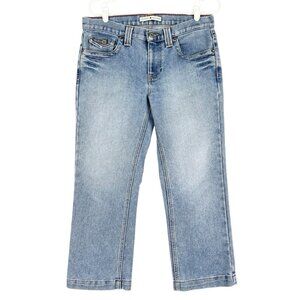 Tommy Hilfiger Women's Blue Denim Cropped Jeans Size 8 Straight Mid Rise Cotton